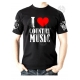 T-shirt I LOVE COUNTRY MUSIC – Cœur rouge – LAST REBELS - Vue de face
