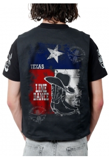 Gilet Danse Country homme Last Rebels "Santiags et chapeau de cowboy sur drapeau du Texas"