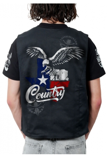 Gilet Danse Country homme Last Rebels "Aigle américain" fondant sur drapeau Texan