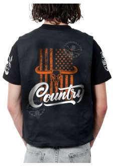 Gilet Danse Country homme Last Rebels "Long horn" sur drapeau américain siglé Country