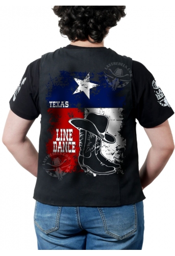 Gilet Danse Country femme Last Rebels "Santiags et chapeau de cowboy sur drapeau du Texas"