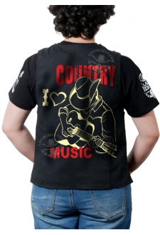 Gilet Danse Country femme Last Rebels "I love Country Music" cowboy et sa guitare"