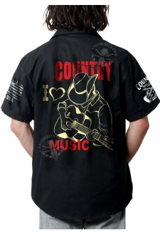 Modèle exclusif Danse Country Last Rebels "I love Country Music" cowboy et sa guitare"