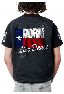 Modèle exclusif Danse Country Last Rebels "Né et élevé à la Line Dance" sur drapeau Texan