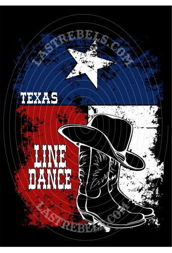 Modèle exclusif Danse Country Last Rebels "Santiags et chapeau de cowboy sur drapeau du Texas"