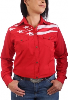 Chemise de Danse Country rouge "drapeau US" à personnaliser