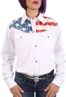 Chemise de Danse Country blanche "drapeau US couleur" à personnaliser