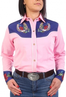 Chemise de Danse Country rose "motif floral" à personnaliser